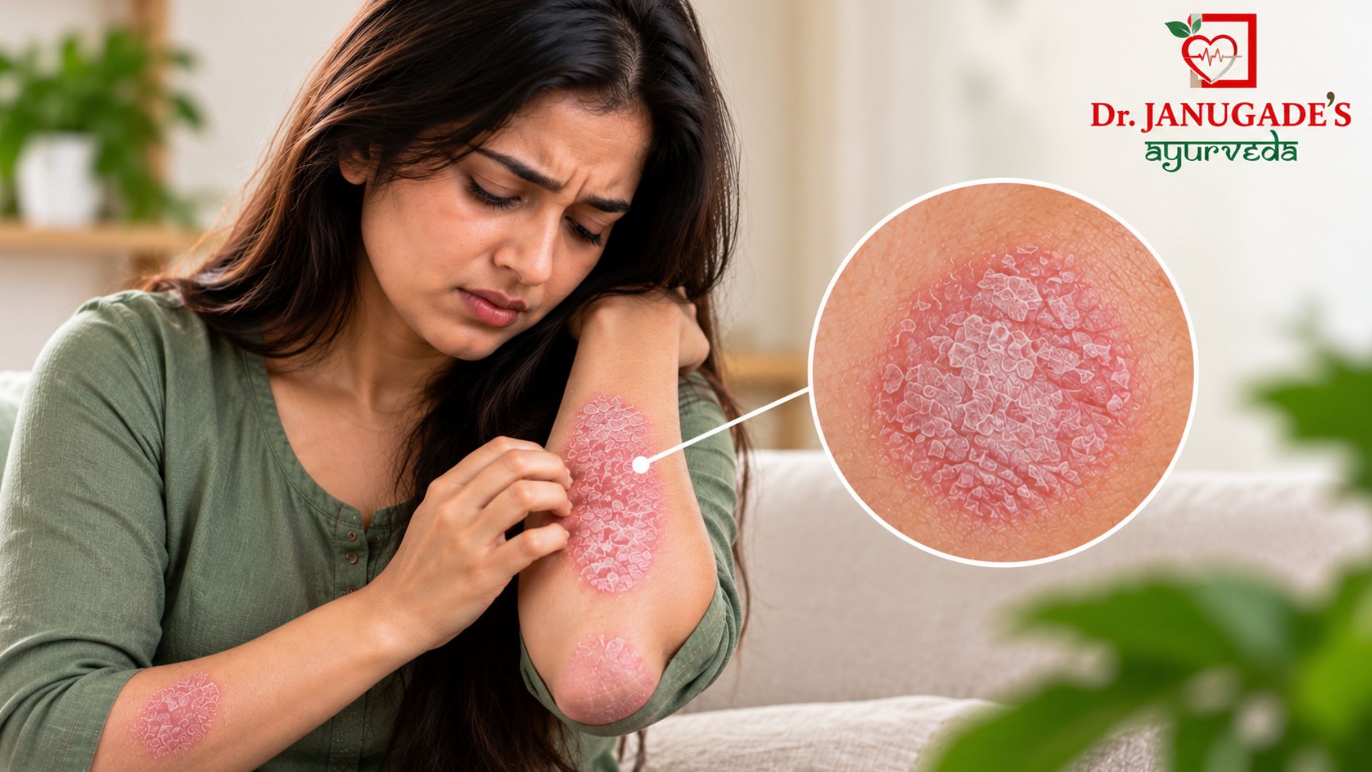 Psoriasis Ayurvedic Treatment in Vashi for scaly, red skin patches and dryness on the arm